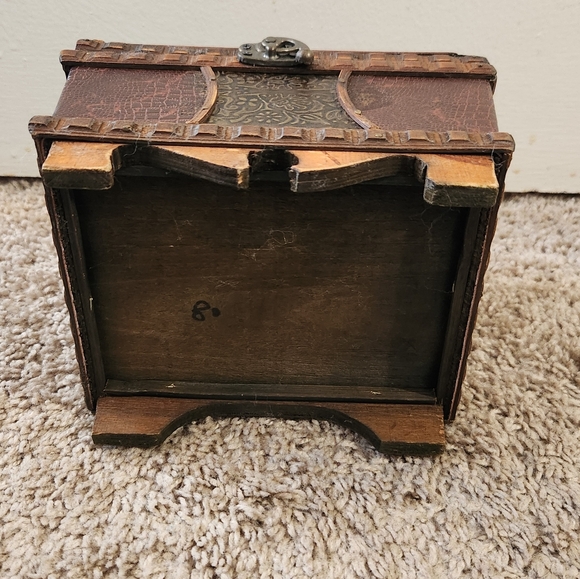 Vintage Wooden Treasure Chest Box with Brass Accents - Rustic Home Decor - Picture 10 of 10